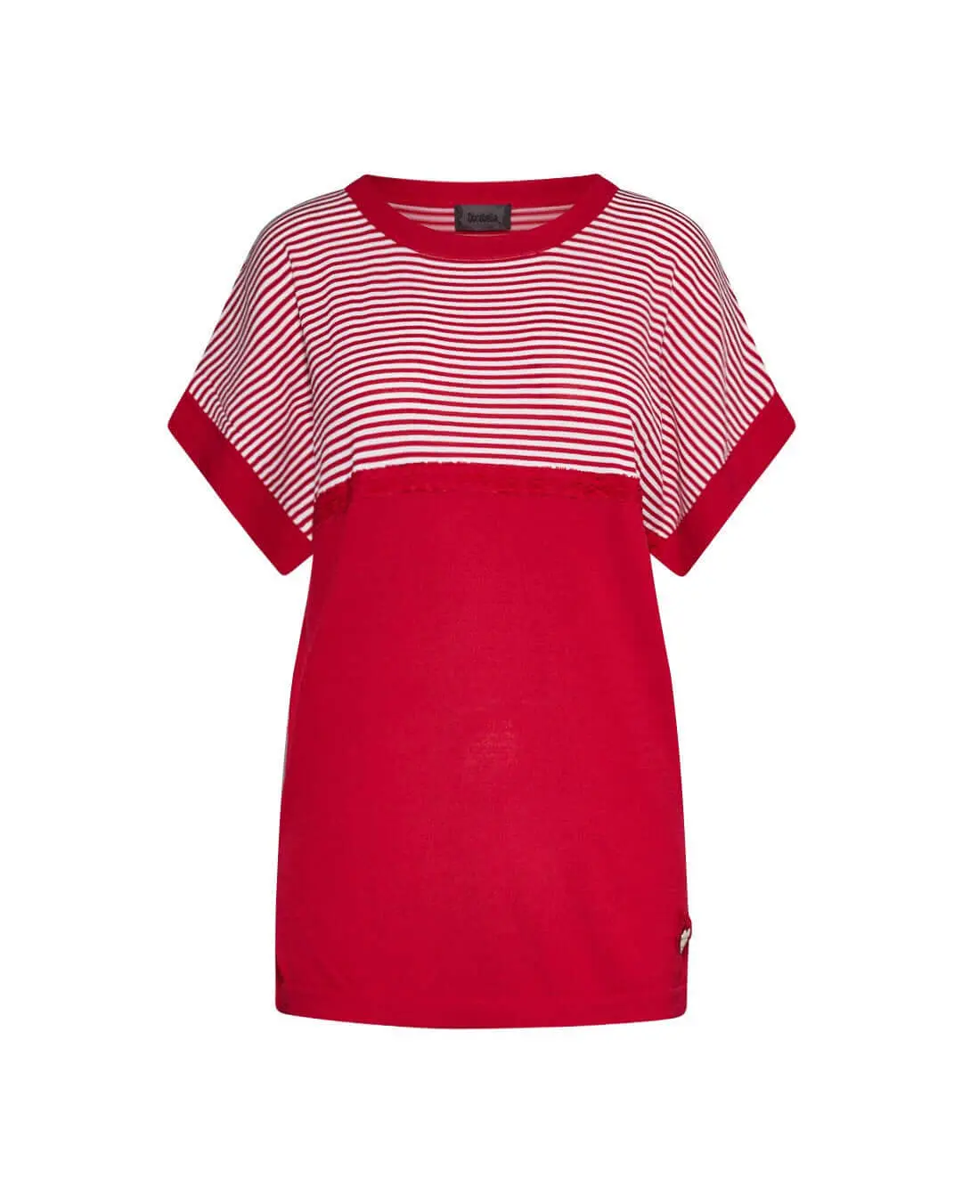 Maglia a righe con dettaglio ricamo ROSSO