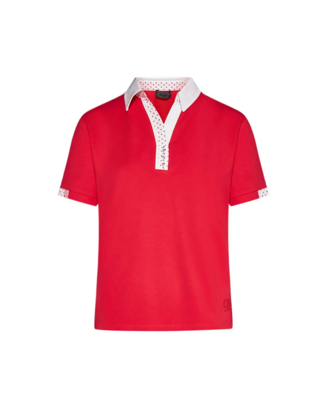 Maglia polo in cotone con dettagli pois RED