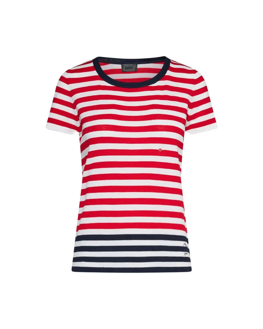 Maglia in viscosa a righe ROSSO-BIANCO