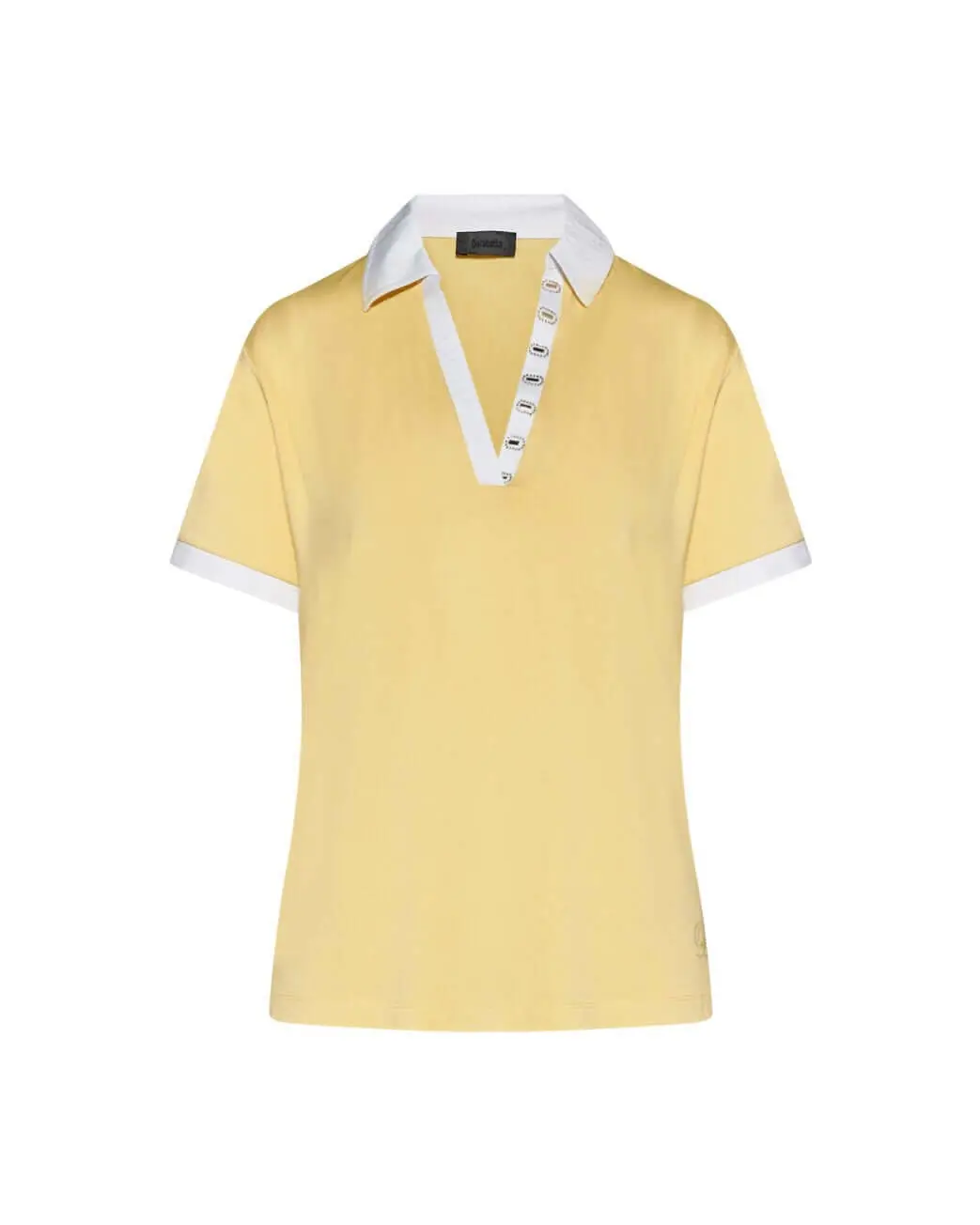 Maglia polo in viscosa con dettaglio strass GIALLO