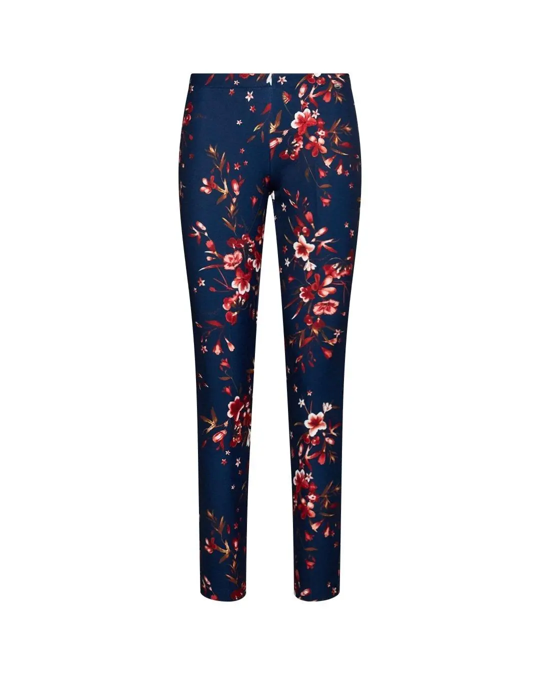 Pantalone in fantasia floreale BLU-BORDEAUX
