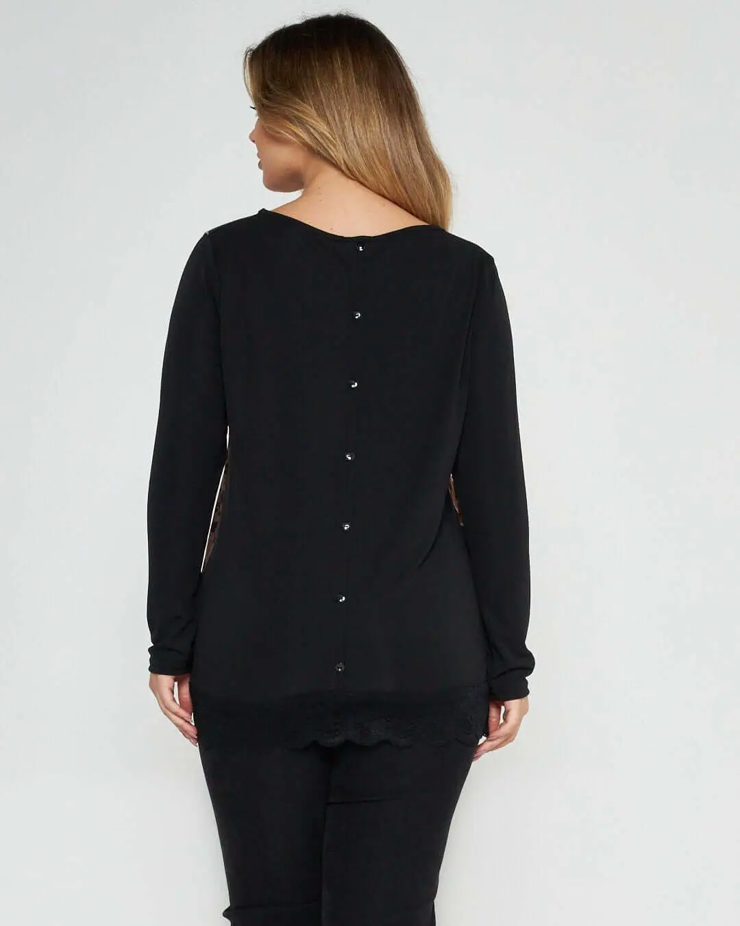 Maglia fantasia con pizzo NERO-VERDE - Image 4