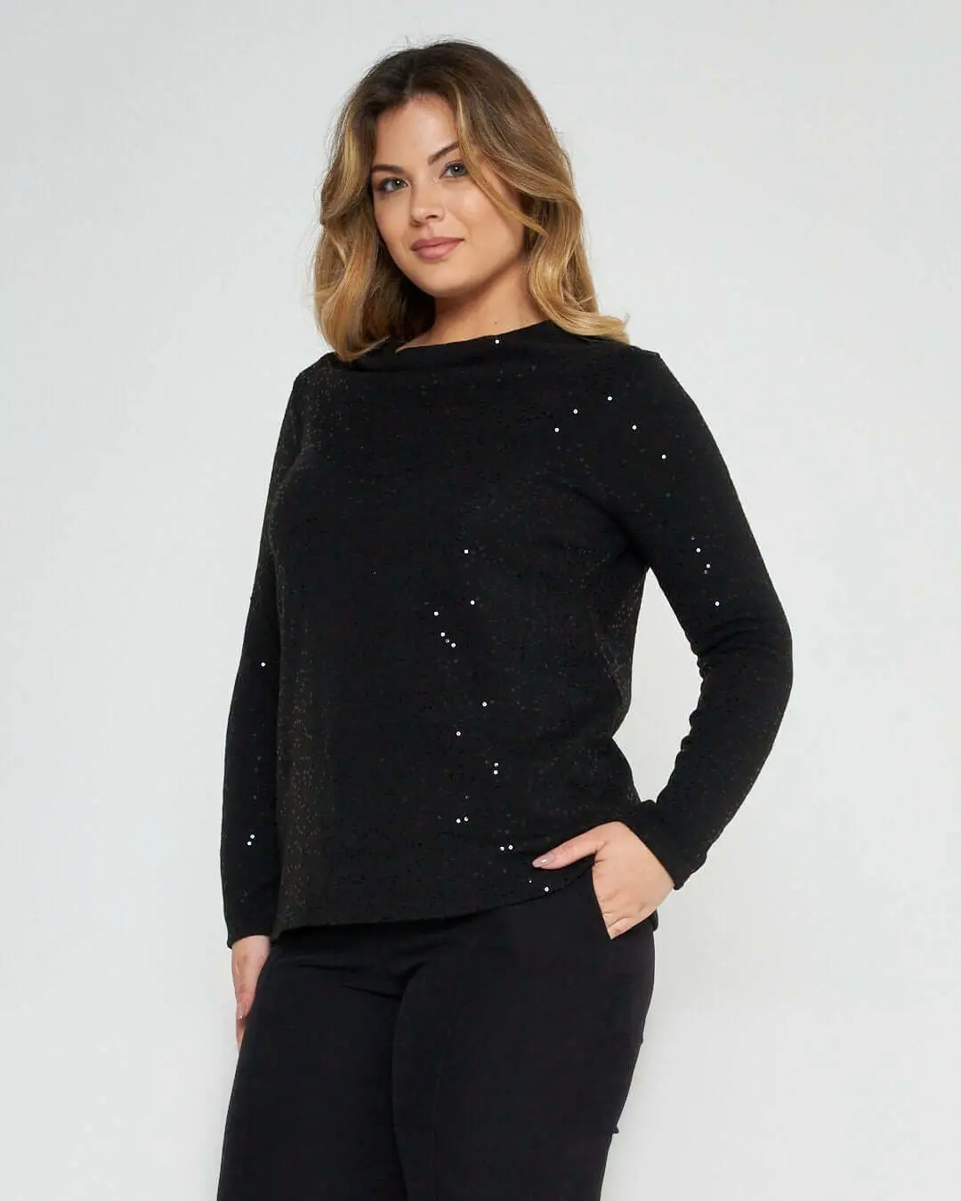 Maglia con paillettes NERO