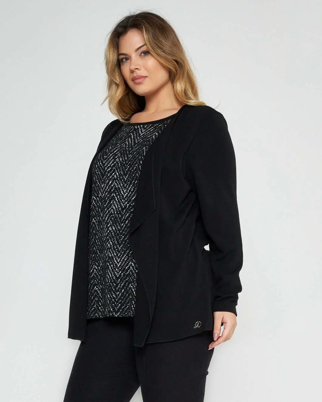 Finto twinset in fantasia NERO