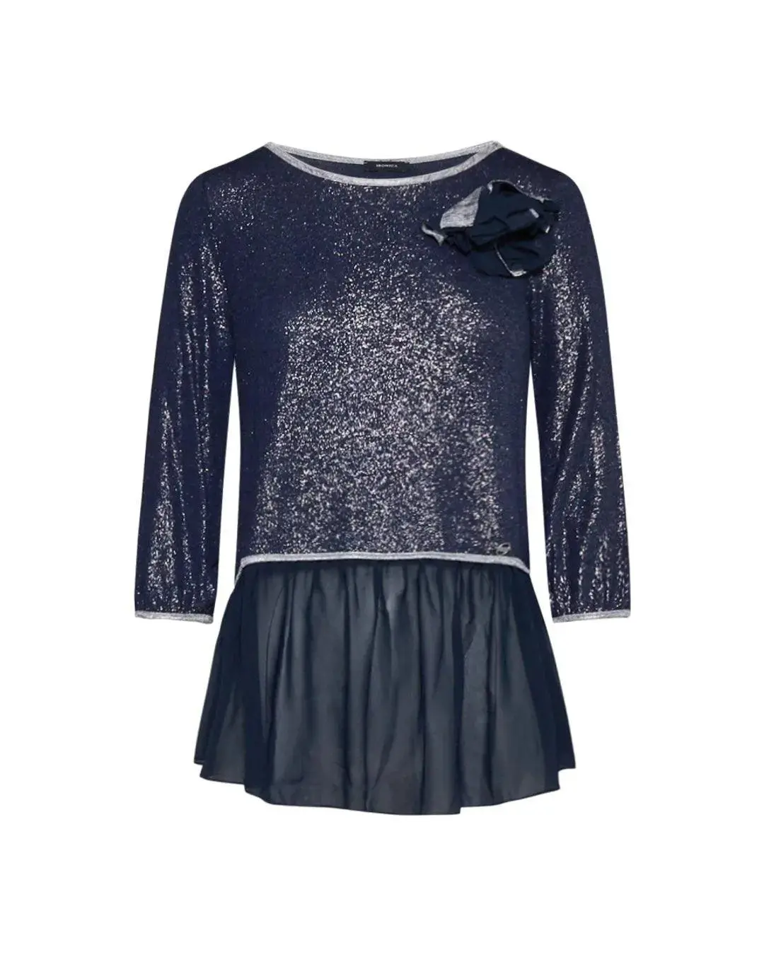Maglia con spilla fiore BLU - Image 2