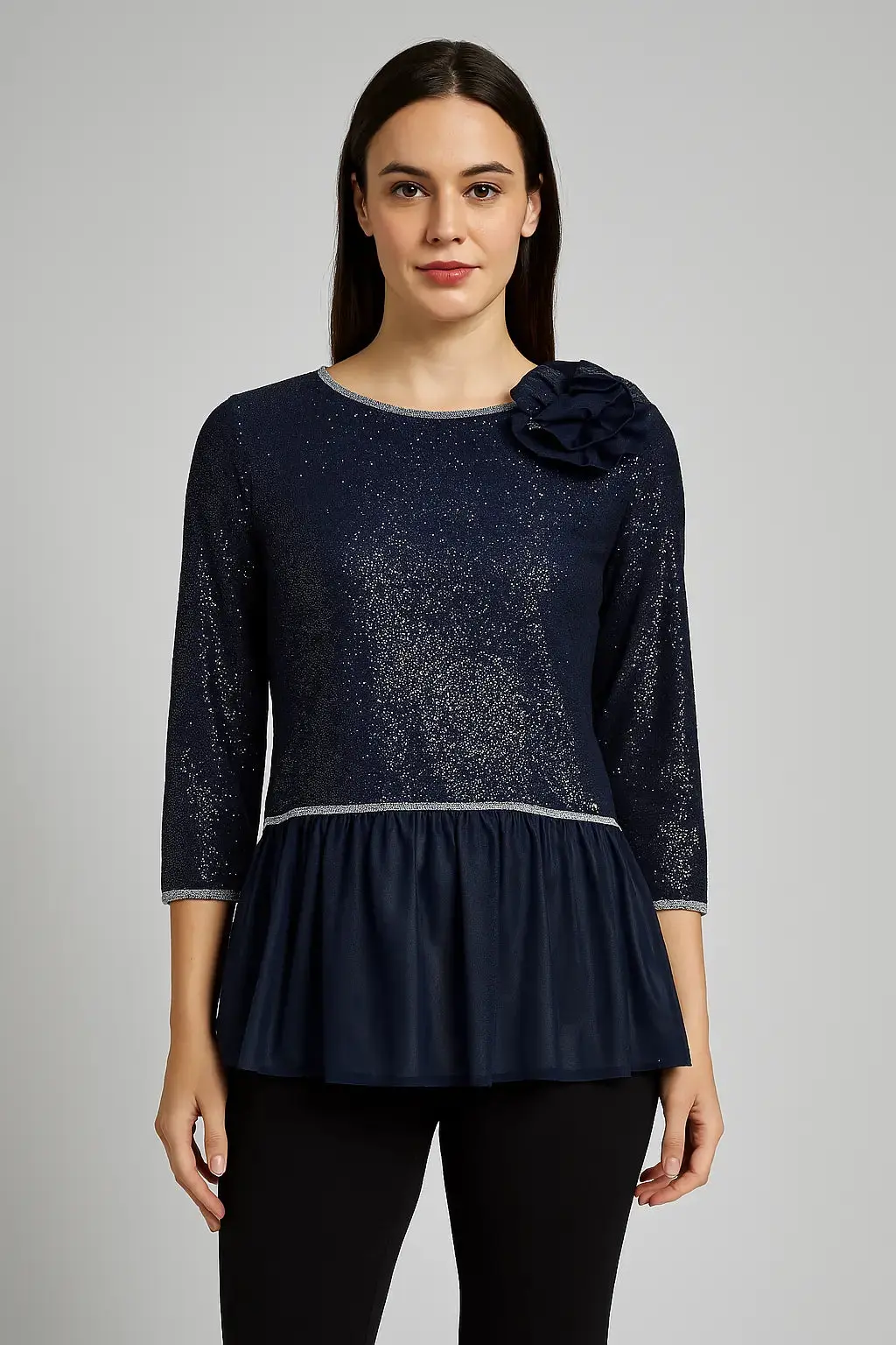 Maglia con spilla fiore BLU - Image 4