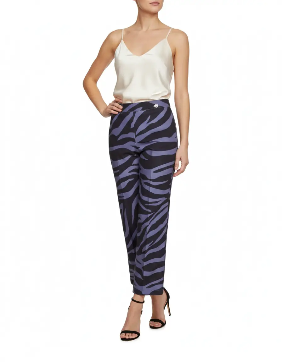 Pantalone fantasia animalier NERO-C.D.ZUCCHERO