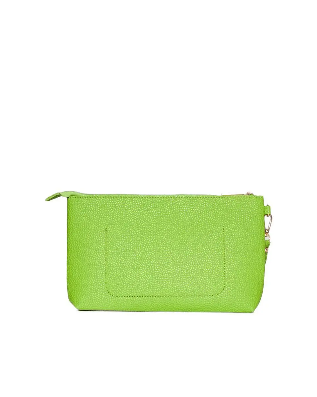Clutch in ecopelle a grana con logo sul davanti e cinturino da polso MACAW GREEN - Image 2
