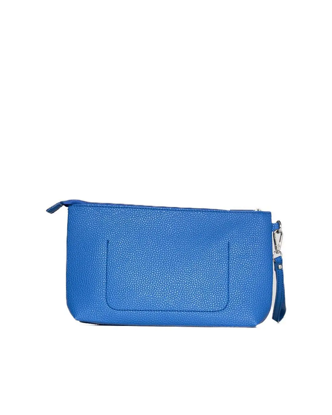Clutch in ecopelle a grana con logo sul davanti e cinturino da polso PRINCESS BLUE - Image 2