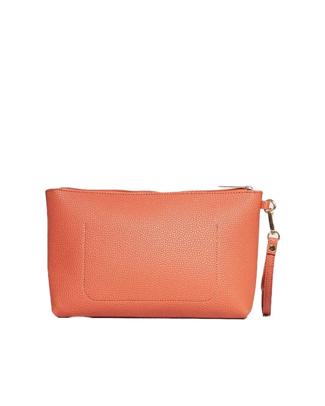 Clutch in ecopelle a grana con logo sul davanti e cinturino da polso CANNELLA - Image 2