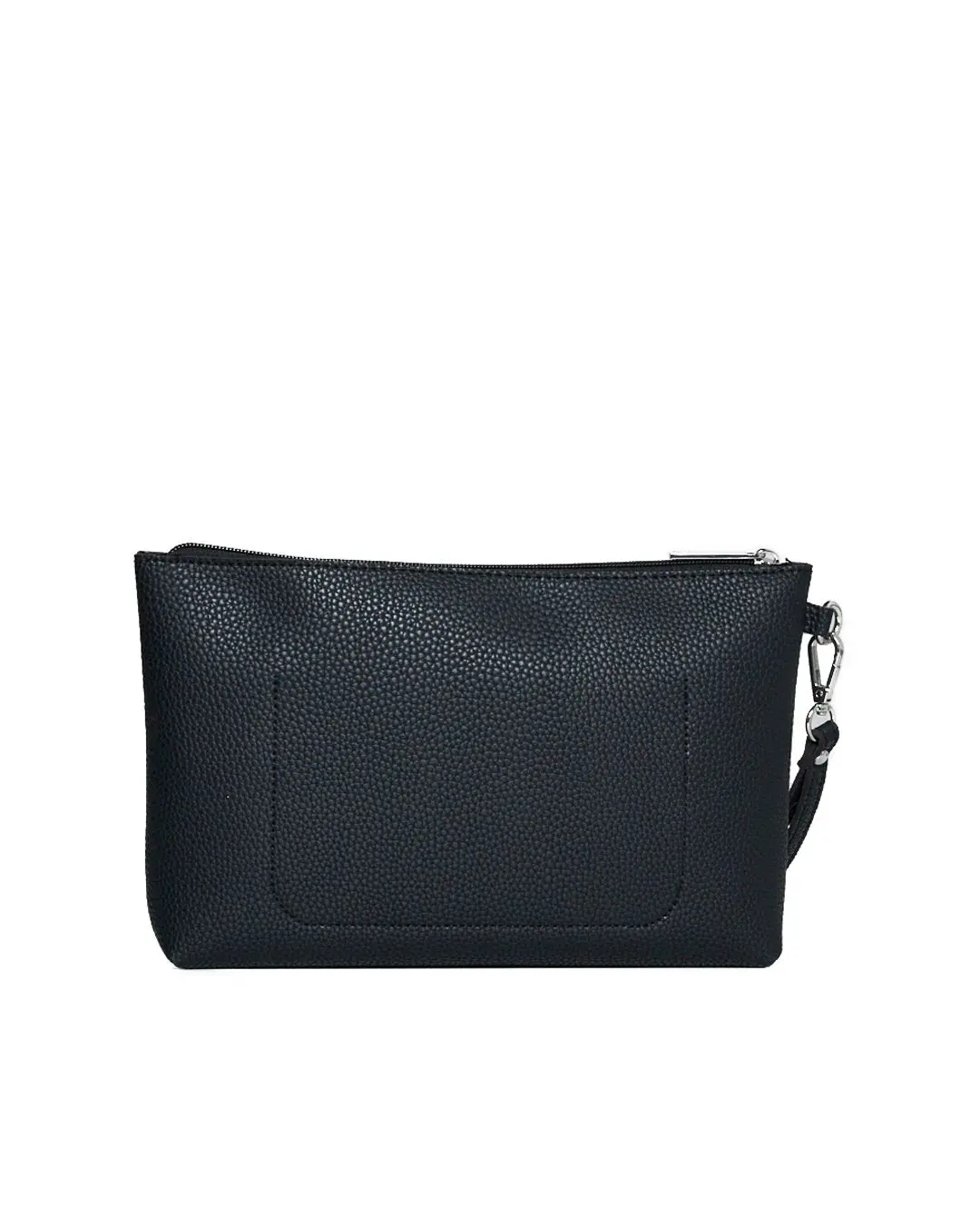 Clutch in ecopelle a grana con logo sul davanti e cinturino da polso NERO - Image 4