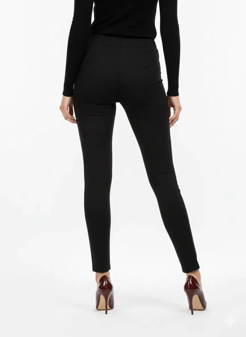 Pantaloni con bustino e vita elastica NERO - Image 4