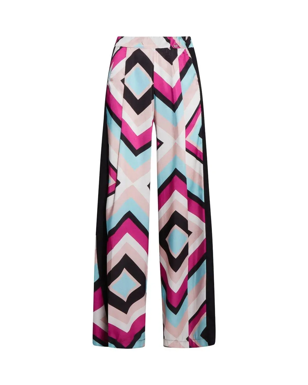 Pantalone fantasia geometrica MAGENTA-ACQUA
