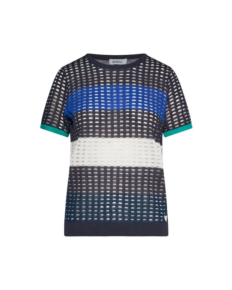 Maglia traforata in viscosa BLU-NAVY