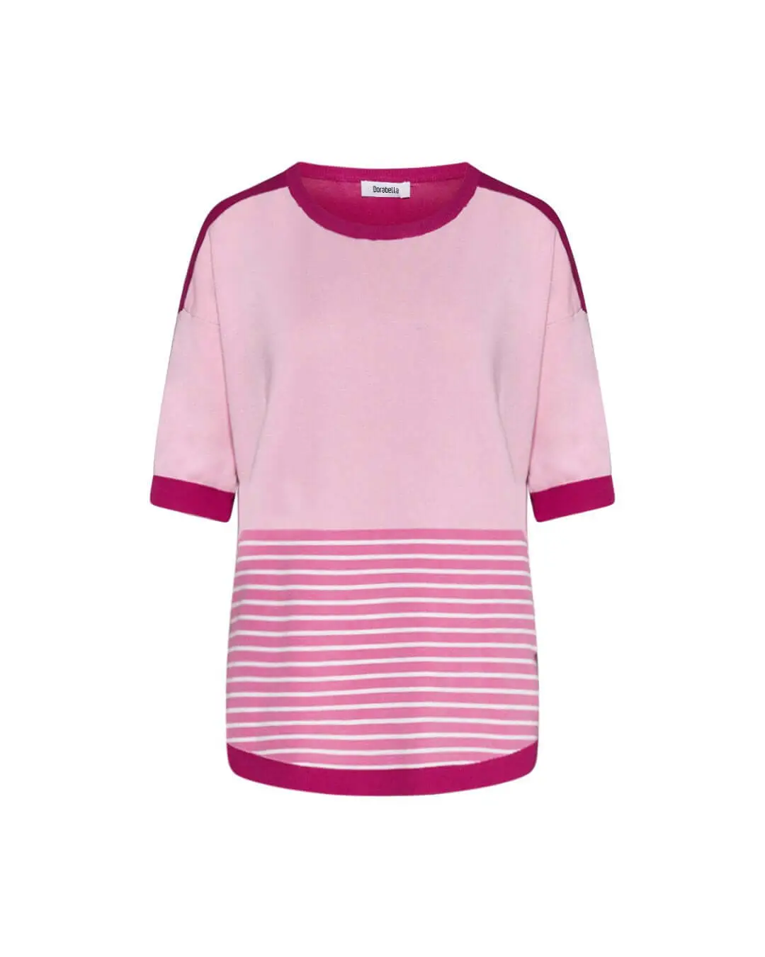 Maglia in viscosa a righe MAGENTA