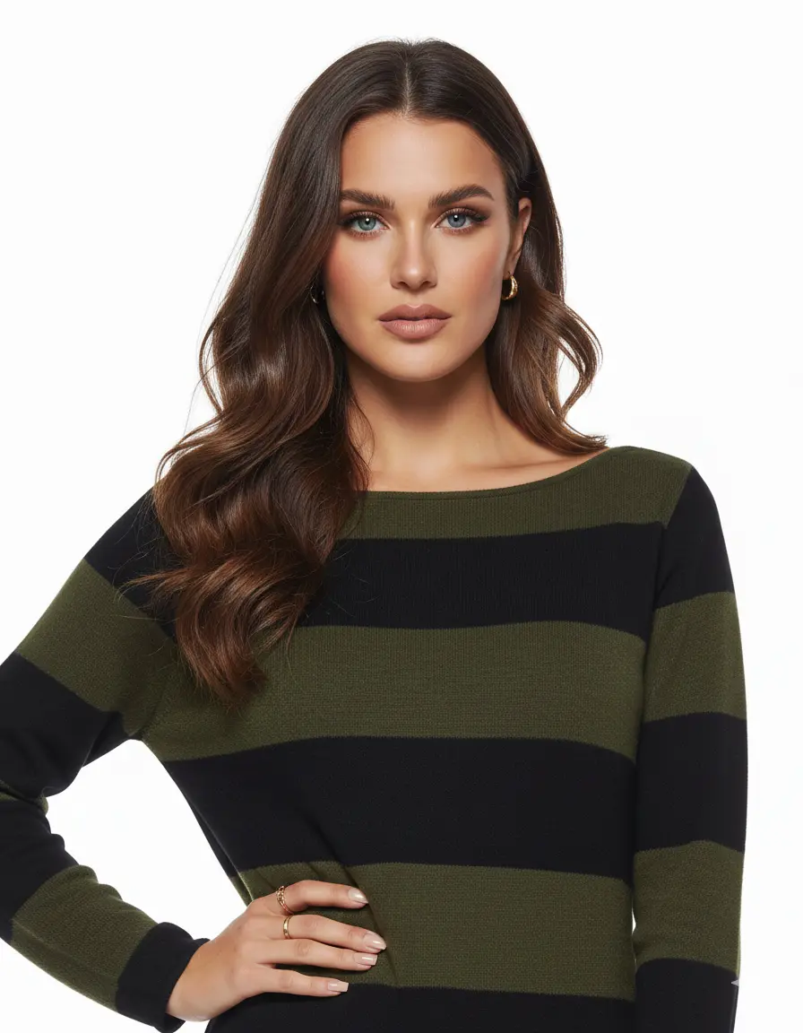 Maglia bicolor righe NERO-VERDE - Image 2