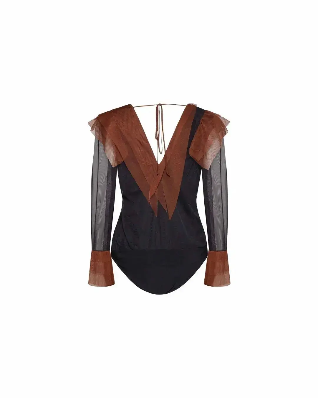 Body tulle NERO-TABACCO