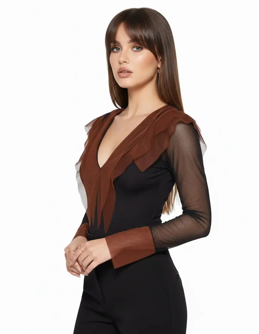 Body tulle NERO-TABACCO - Image 2