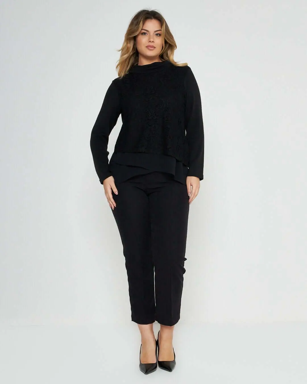 Maglia con pizzo NERO - Image 3