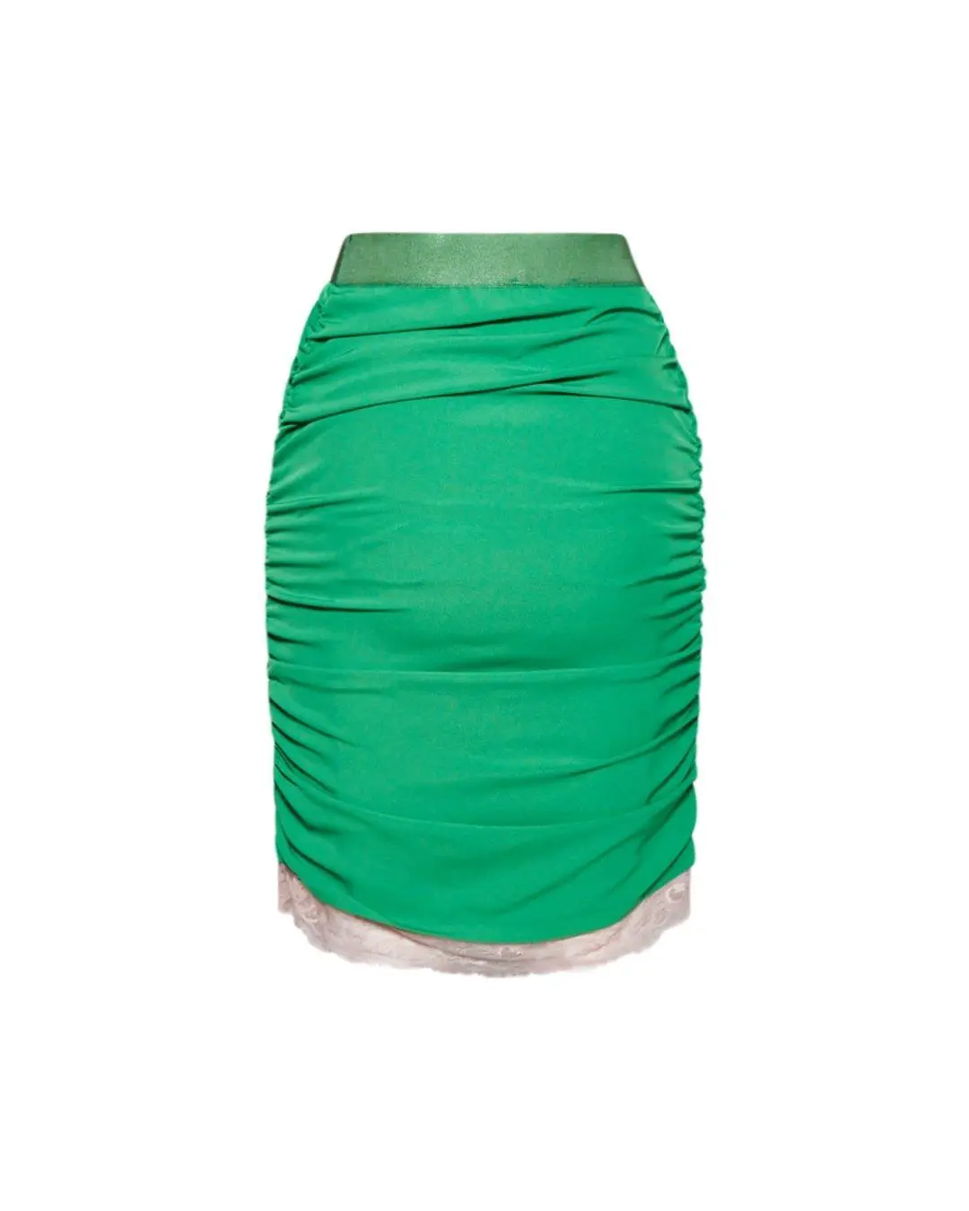 Gonna mini drappeggiata VERDE-ROSA - Image 2