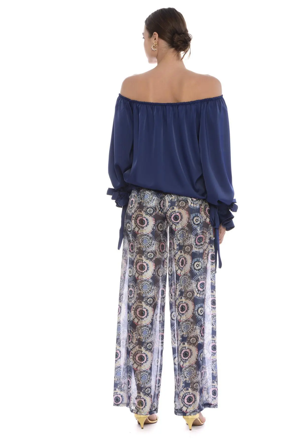 Blusa shiffer con fiocchi BLU - Image 2