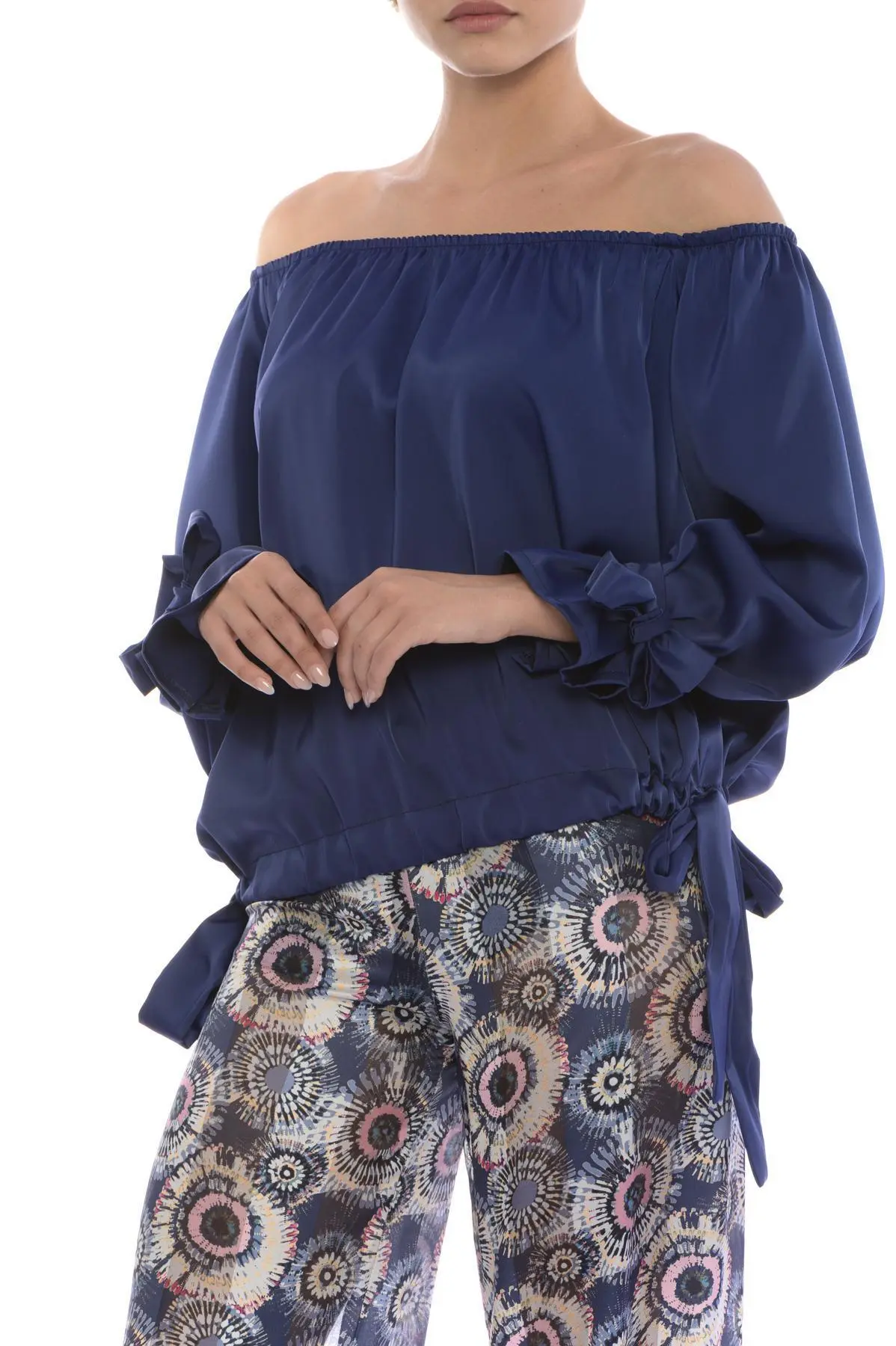 Blusa shiffer con fiocchi BLU - Image 3