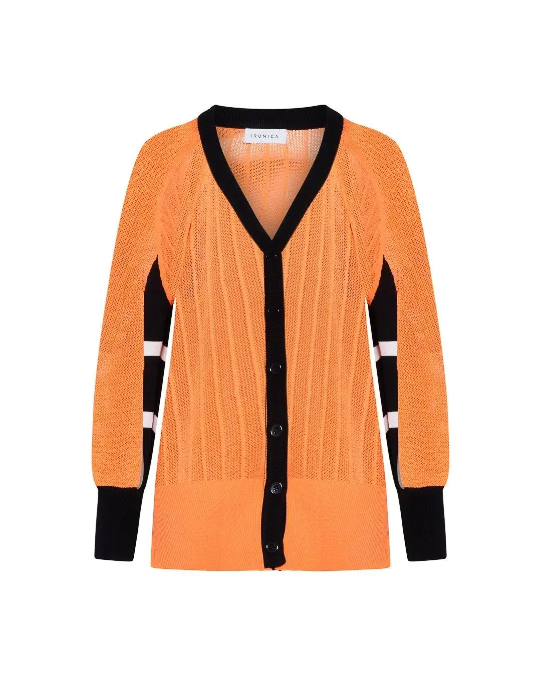 Cardigan traforato ARANCIO-NERO-PANNA