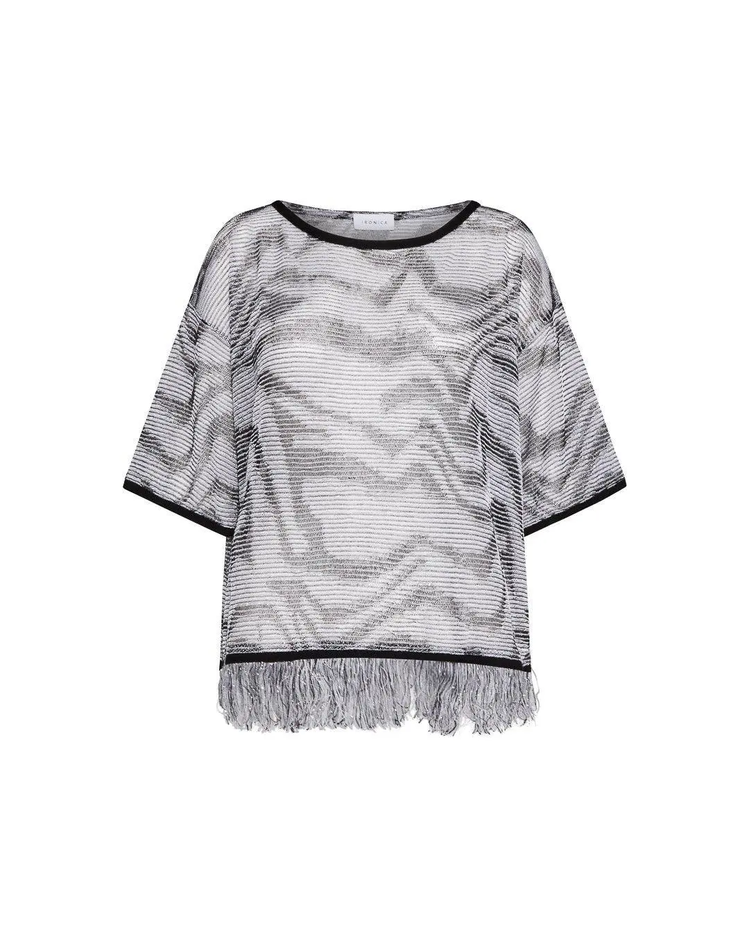 Maglia traforata lurex NERO-PANNA