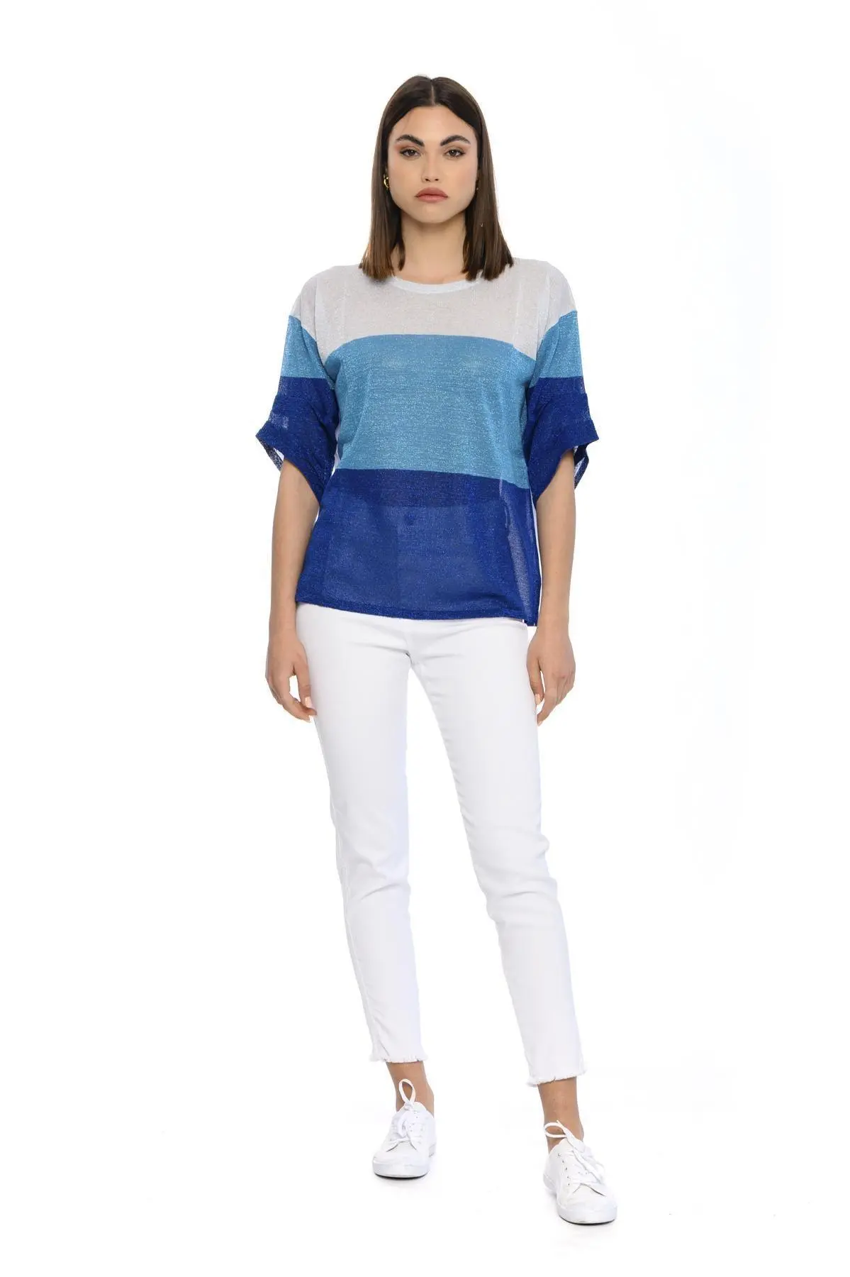 Maglia bimateriale AZZURRO - Image 5