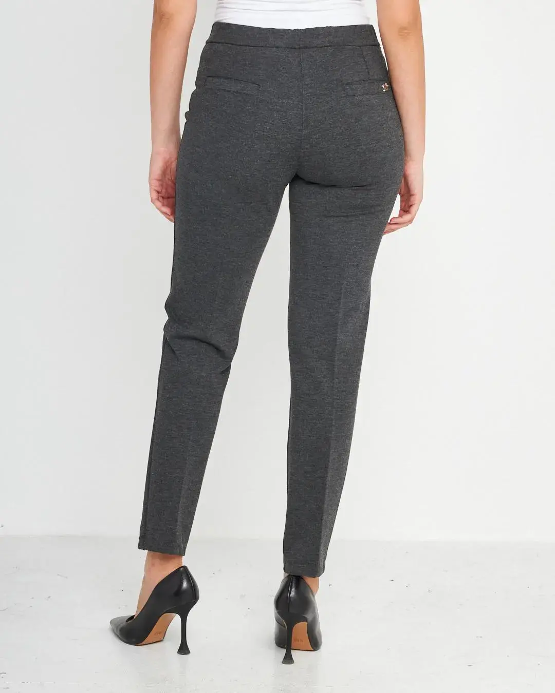Pantaloni con vita elastica e pattina con bottone ANTRACITE - Image 3