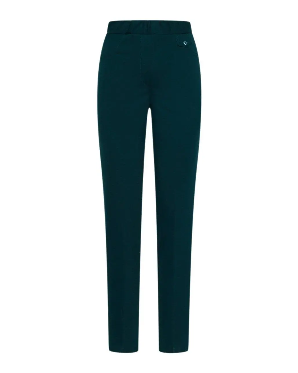 Pantaloni con vita elastica e pattina con bottone VERDE