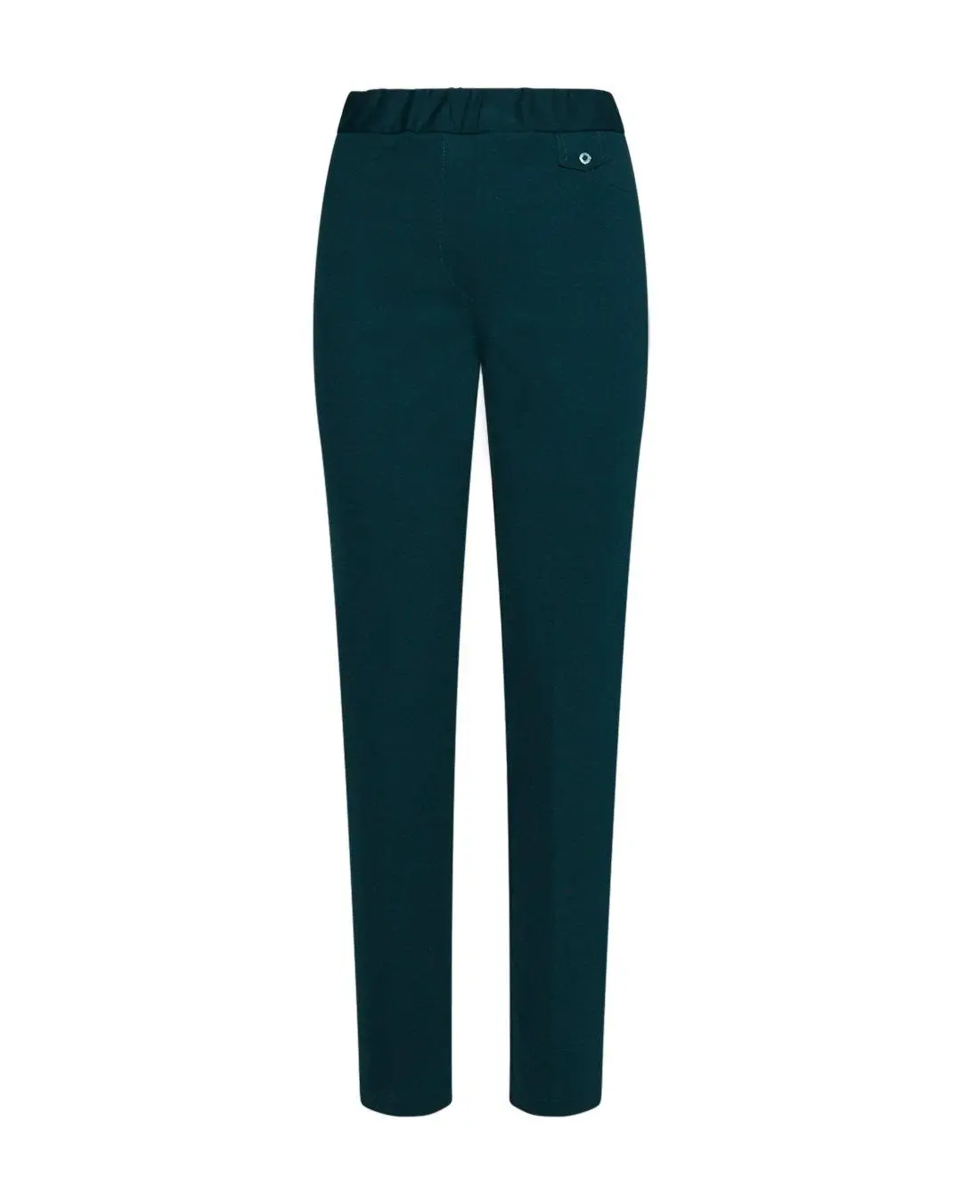 Pantaloni con vita elastica e pattina con bottone VERDE - Image 2