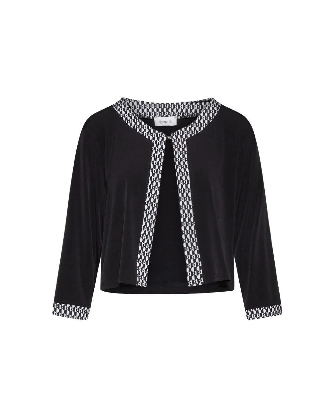 Bolerino con profili in fantasia geometric NERO-BIANCO