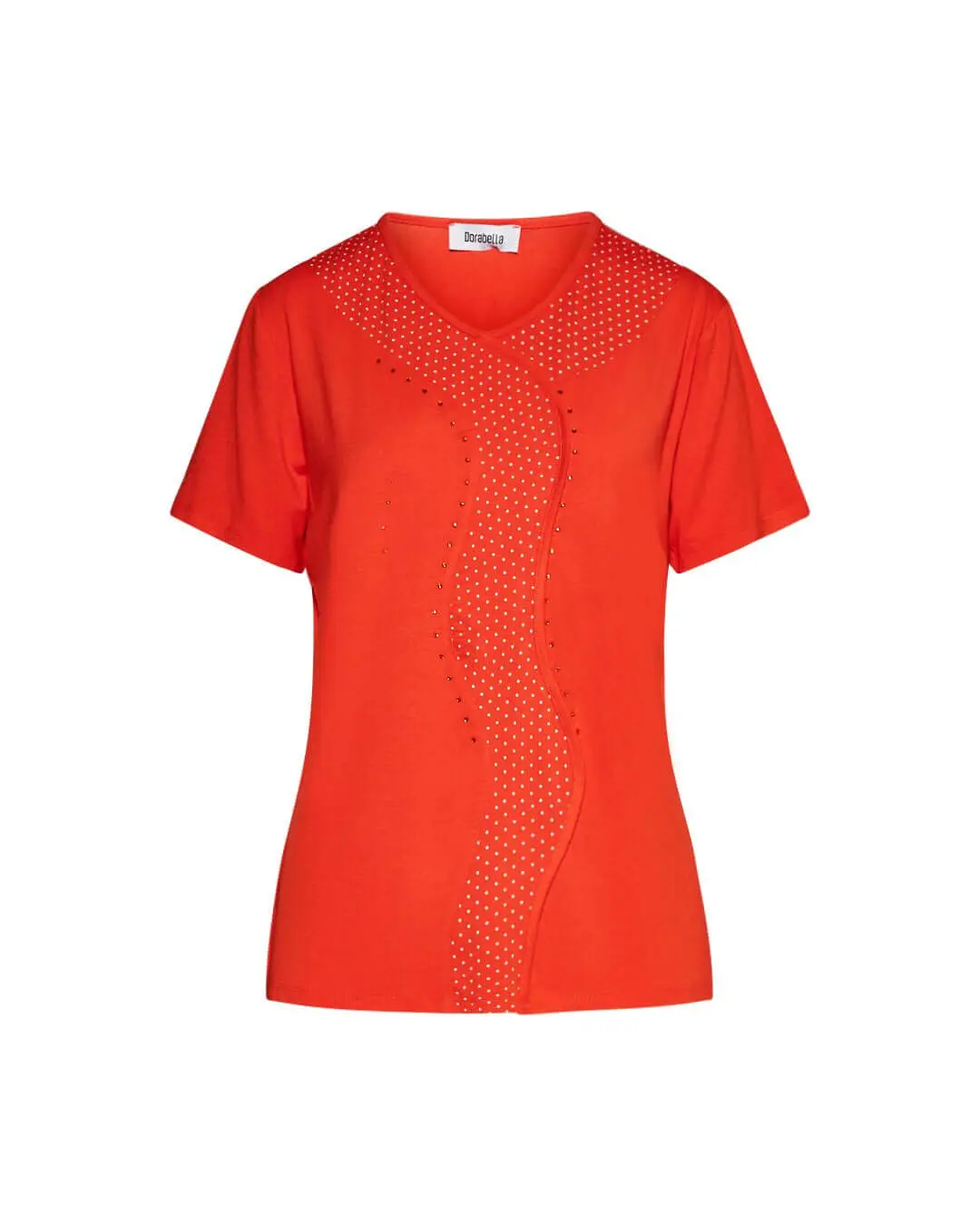 Maglia in viscosa con pois e strass ARANCIO