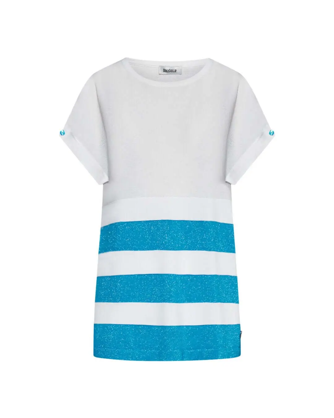 Maglia con righe in lurex BIANCO-TURCHESE