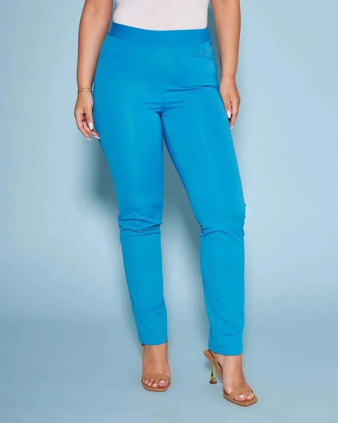 Pantalone basic con frisi posteriori TURCHESE