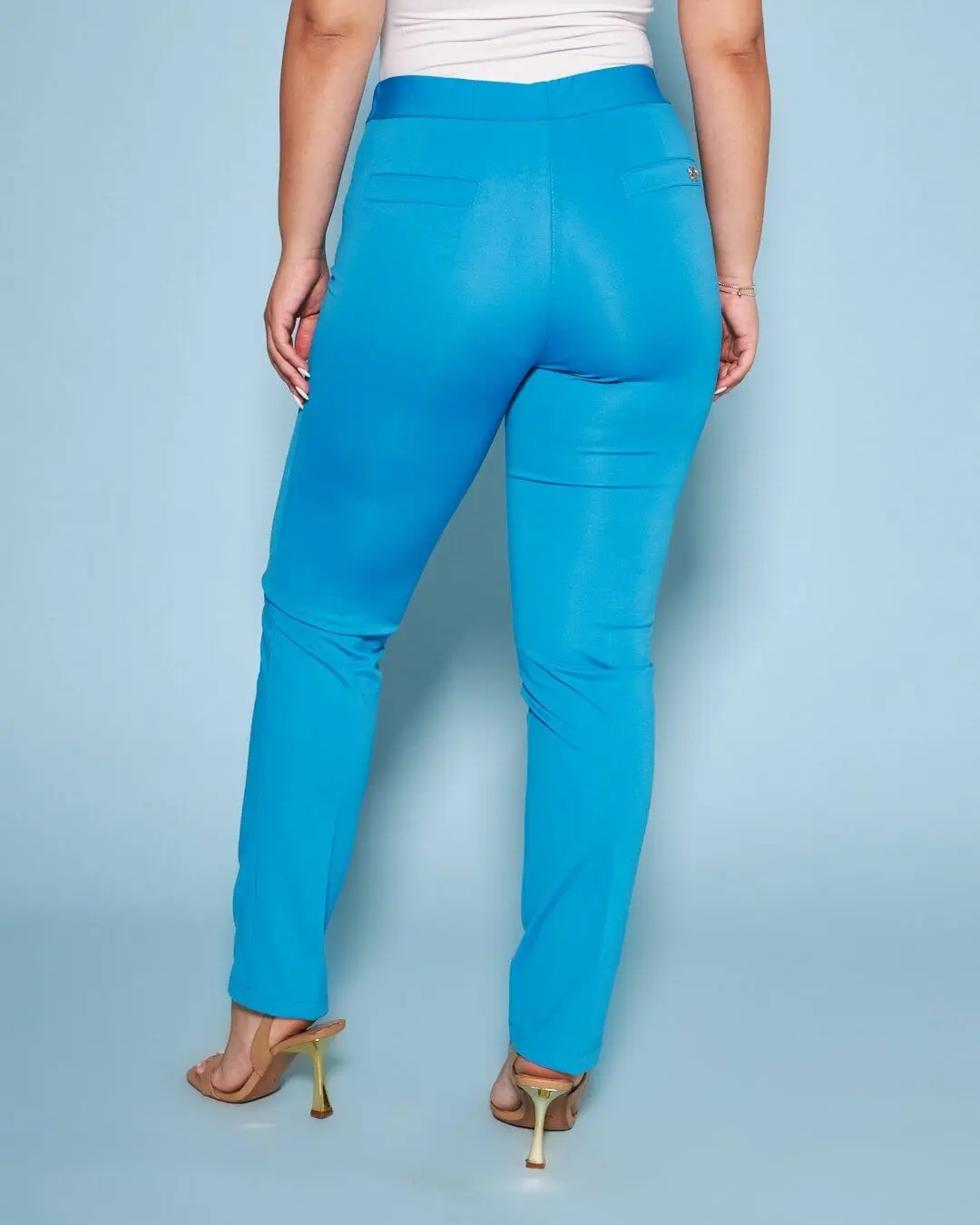 Pantalone basic con frisi posteriori TURCHESE - Image 5