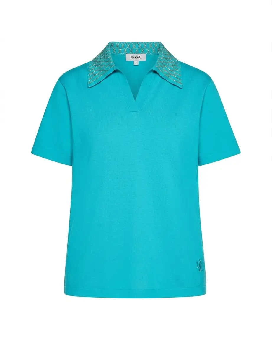 Maglia polo con dettagli strass - Image 3