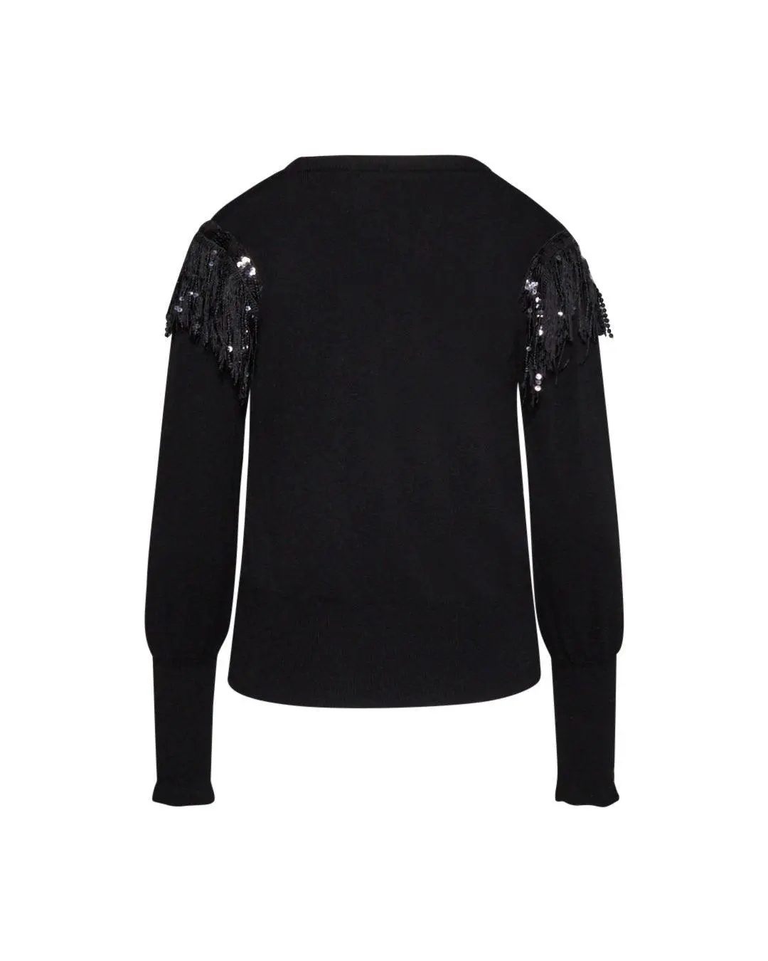 Cardigan con paillettes su spalla NERO - Image 2