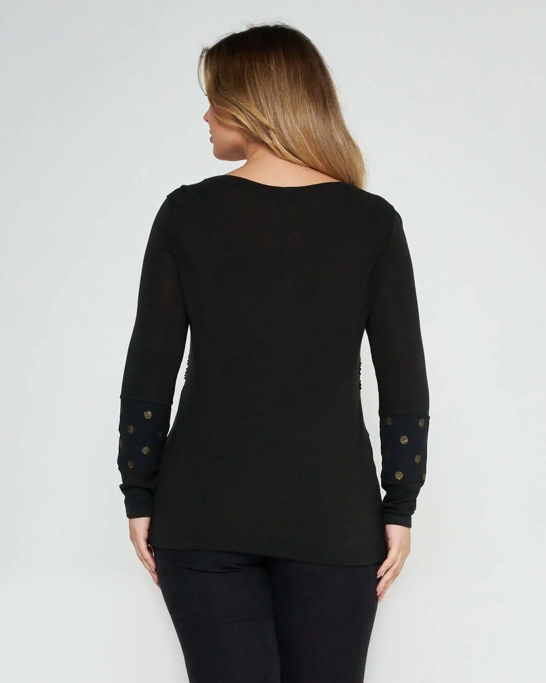 Maglia pois e paillettes NERO-ORO - Image 3