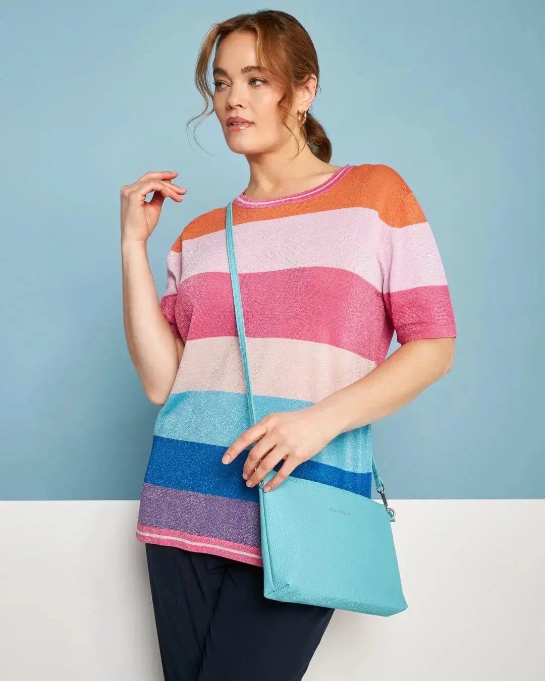Borsa a tracolla Easy smart in ecopelle a grana con logo sul davanti BLUE RADIANCE - Image 2