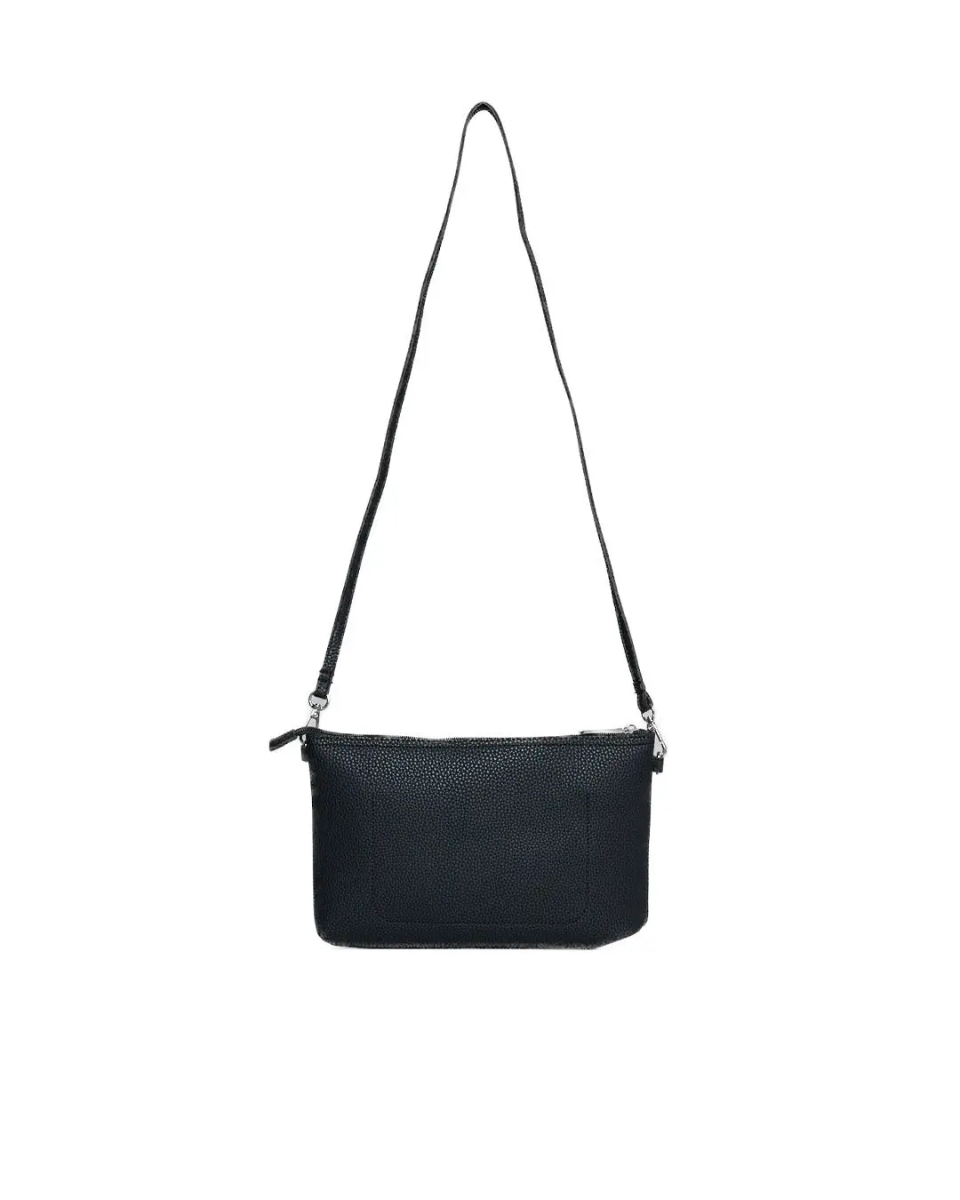 Borsa a tracolla Easy smart in ecopelle a grana con logo sul davanti NERO - Image 3