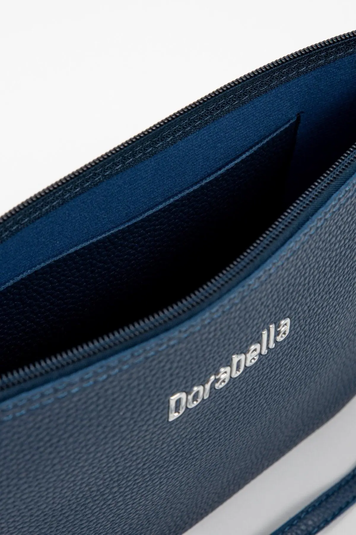 Borsa a tracolla Easy smart in ecopelle a grana con logo sul davanti BLU-NAVY - Image 4