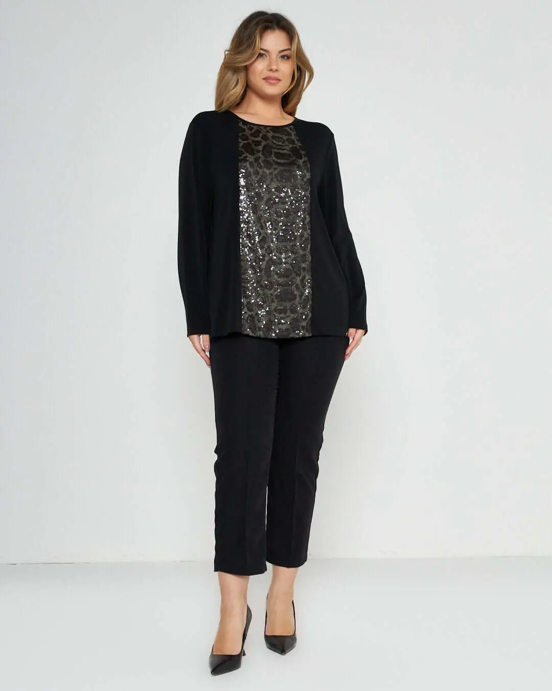 Maglia con dettaglio animalier NERO
