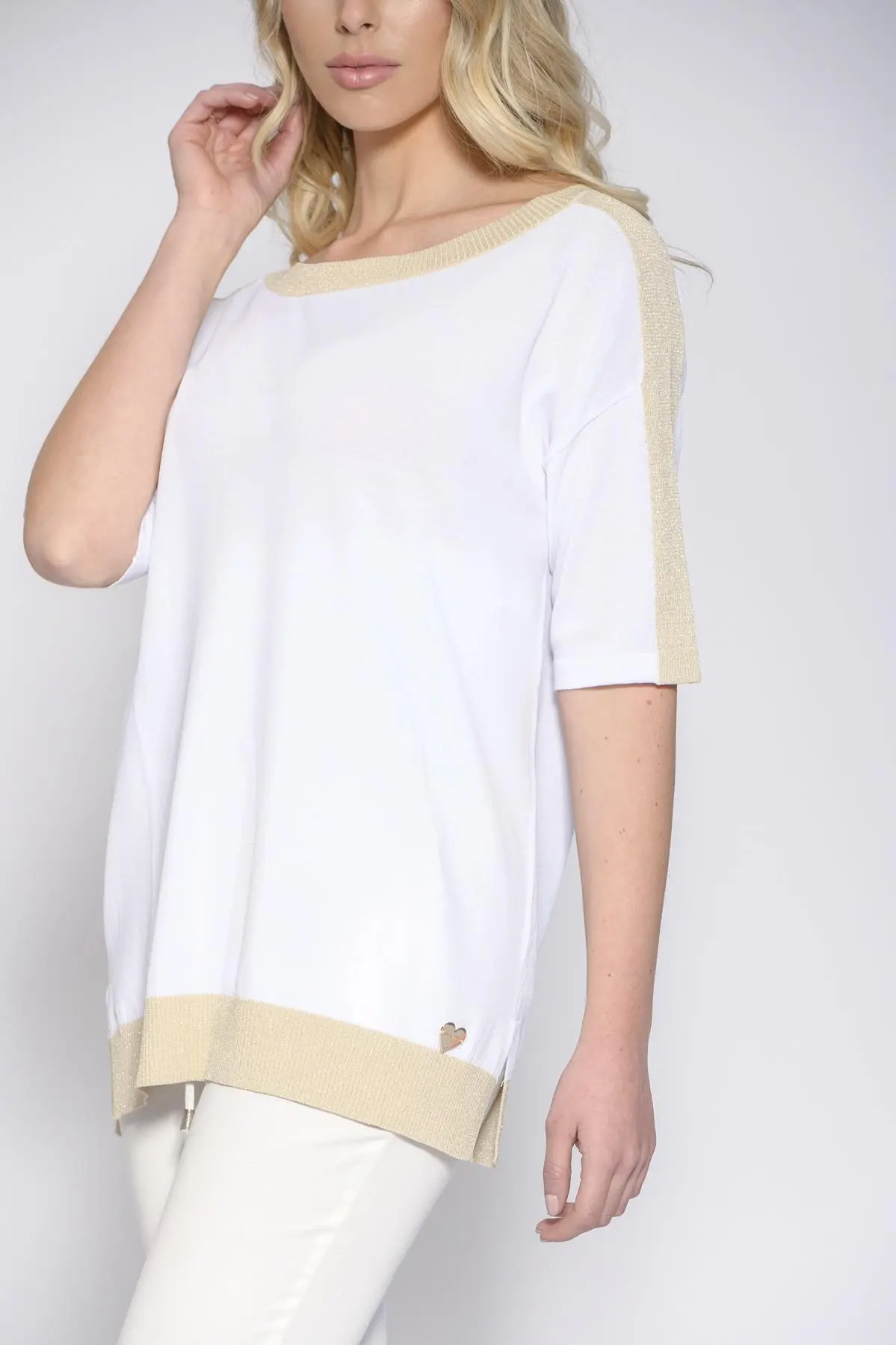 Maglia girocollo lurex LT GOLD LUREX-BIANCO - Image 3