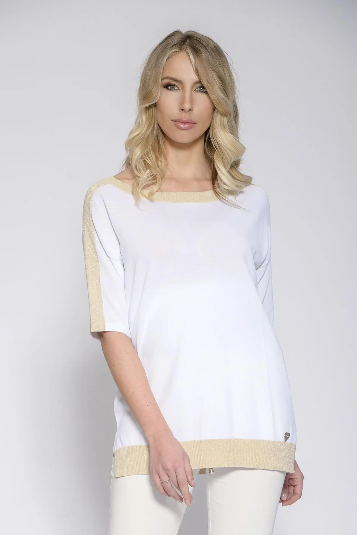 Maglia girocollo lurex LT GOLD LUREX-BIANCO - Image 4
