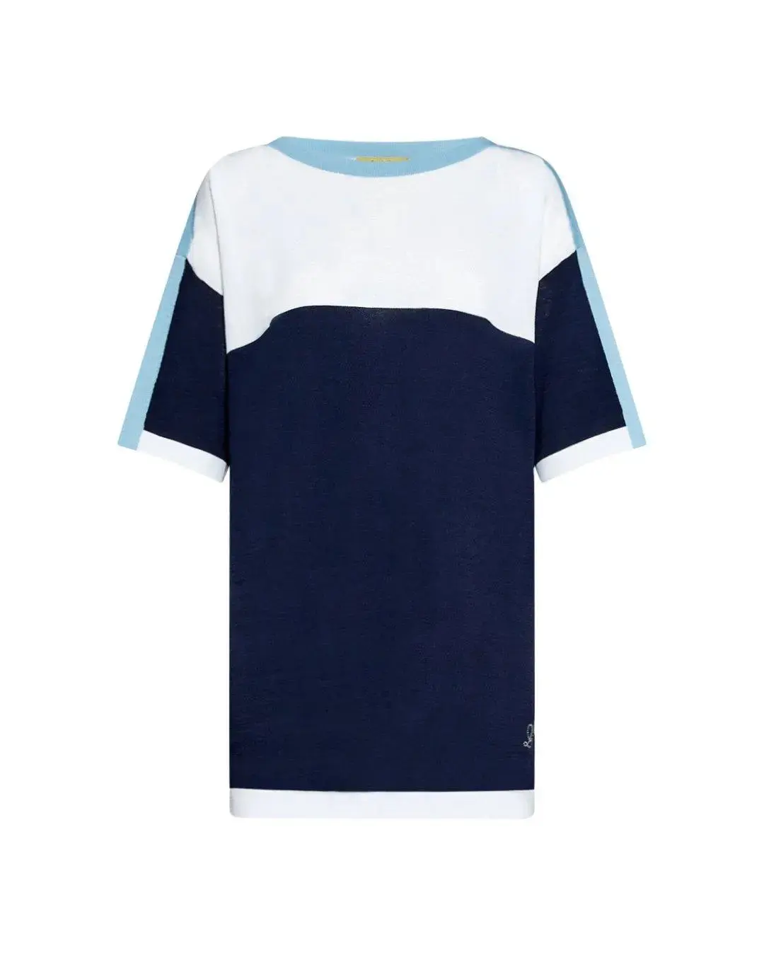 Maglia in viscosa BIANCO-BLUE NAVY