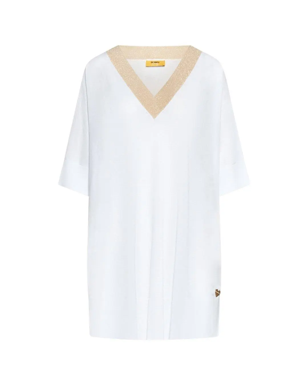 Maglia in viscosa con scollo V BIANCO
