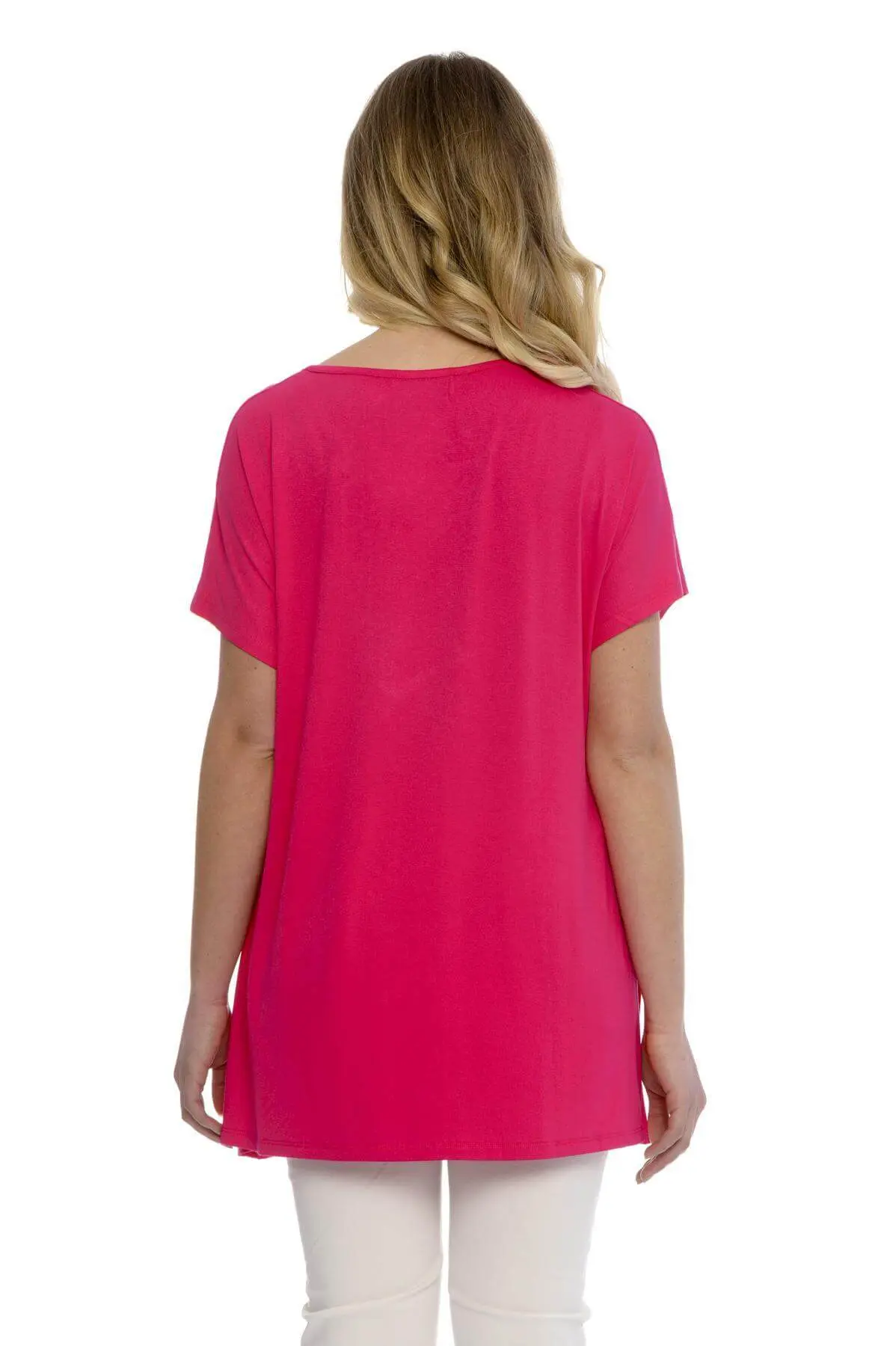 Maglia taglio ad A con strass FUXIA - Image 2