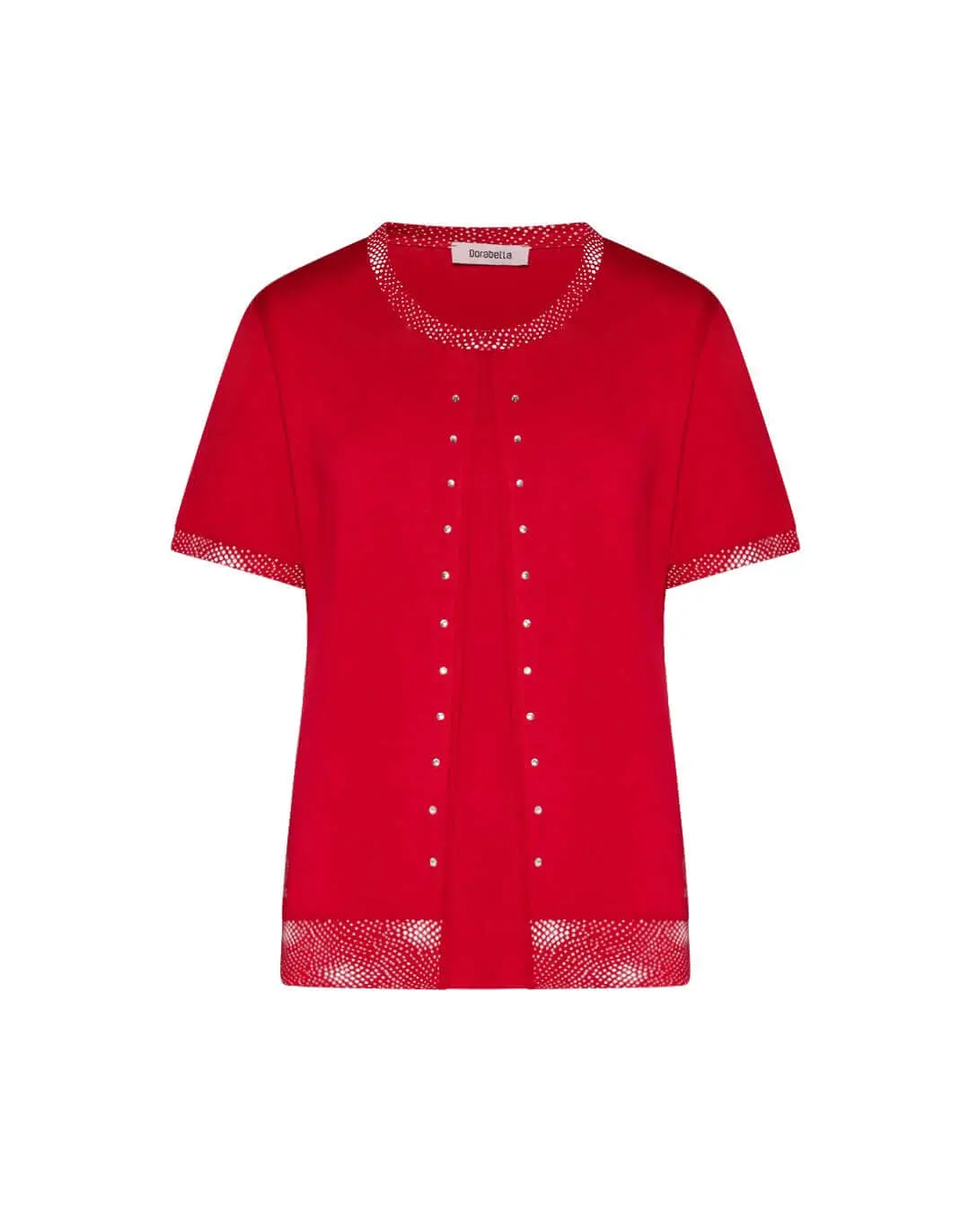 Maglia con dettaglio pois e strass ROSSO
